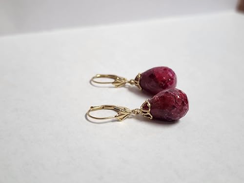 Galaxy Gold GG 14k Yellow Gold Briolette Ruby Drop Dangle Earrings4