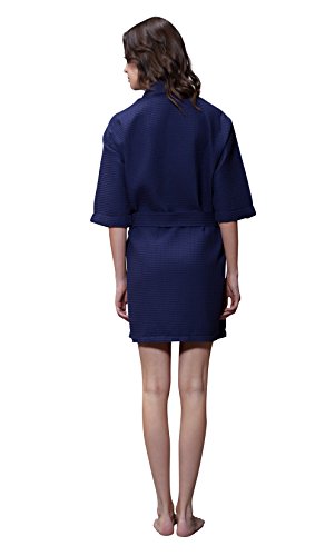 Image of Turquaz Lightweight Short Robes For Women Waffle Kimono Bathrobe - Soft, Fast-Drying, Long-Lasting Cotton Blend
