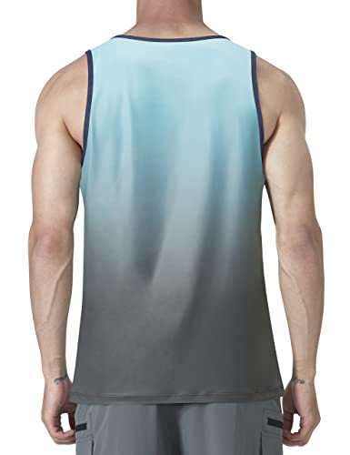 Kpsun Men's Quick Dry Swim Tank Tops Workout Athletic Gym Bodybuilding Fitness Sleeveless Beach Shirts Big And Tall(Gradient Blue,Xl) #TOP2