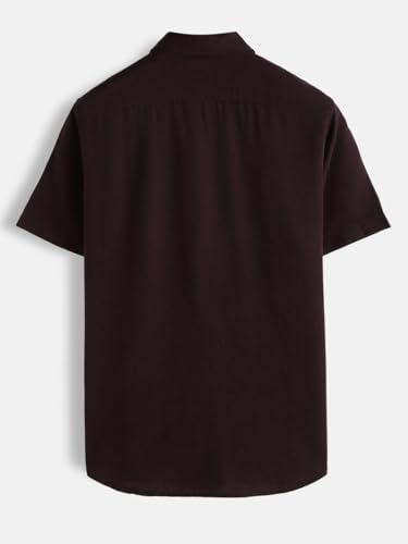 Image of WROGN Men's Cotton Linen Blend Casual Shirt | Solid Minimal Design | Slim Fit