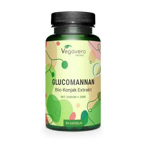 Glucomanano + Zinc + Cromo | Alta Dosis Hasta: 4200 mg | Saciante ALTAMENTE EFICAZ | Acelerador de Metabolismo para Mujer y Hombre | Vegano y Sin Aditivos | Vegavero