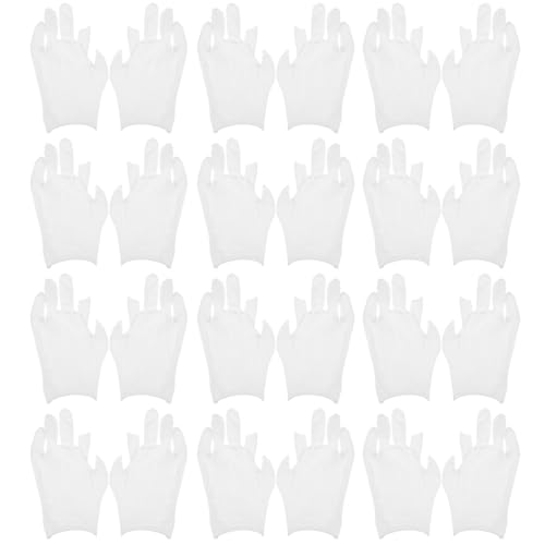 FRCOLOR 12 Pairs White Cotton Gloves Adult Moisturizing Fingerless Gloves for Men/Women Soft Comfortable for Work Craft Musical Instruments