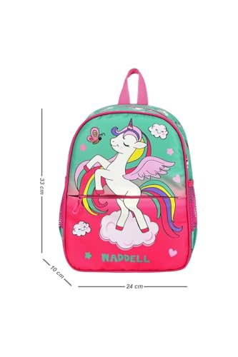 24x33x10 cm pembe unicorn desenli çok renkli anaokulu kreş sırt çantası
