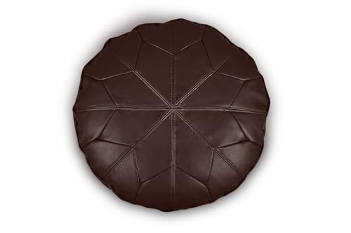 Littens Chocolate Brown Soft Faux Leather Round Moroccan Star Bean Bag Footstool...