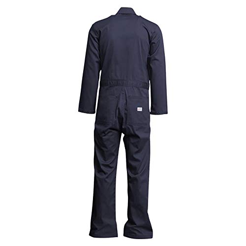 Lapco FR CVEFR7NY-6XL TL Flame Resistant Economy Coveralls, 100% Cotton Twill with Moisture Management, HRC 2, NFPA 70E, 7 oz, 6X-Large Tall, Navy