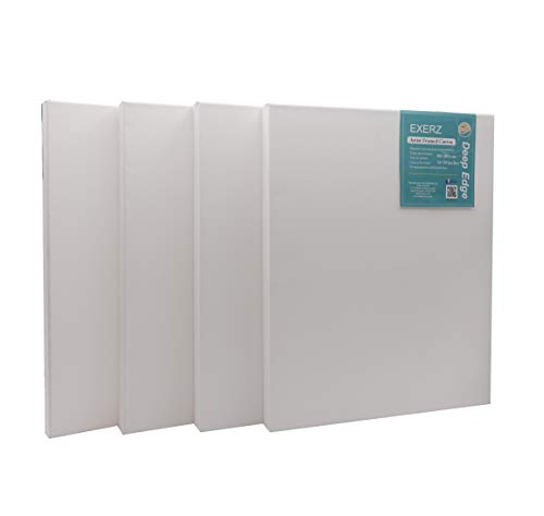 EXERZ 80x100cm Leinwand Tiefe Kante 4stk 3,8cm Dick Keilrahmen 380GSM / Gerahmte Kunstleinwände/ 100% Baumwolle/Dreifach Grundiert/Säurefrei/Mittelkorn/Akademie Qualität