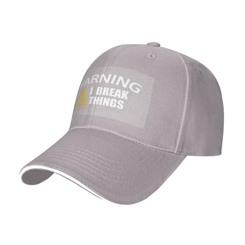 Warning I Break Stuff Baseball Cap Cowboy Hat Fashionable for Man Woman Adjustable Gray
