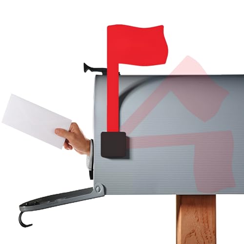 Mailbox Flag Replacement Kit, Universal Acrylic Red Flag Mailbox Flag Sign Upgrade Sinking-Fixed Design with Sticky Pads for Galvanized Steel Mailbox Metal Brick Stone Wood and All Other Surfaces