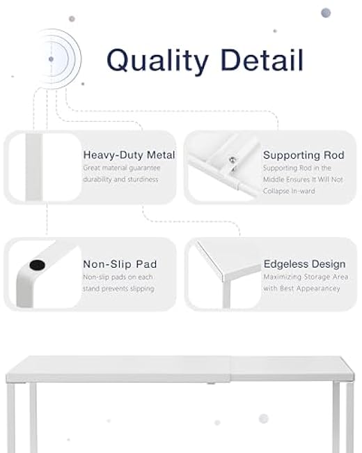 Nxconsu Cabinet Shelf Expandable Organizer Riser Rack for Kitchen Pantry Cupboard Under Sink Countertop Home Organization Extra Storage Space Saver Heavy Duty Metal Edgeless Design White Extra Large