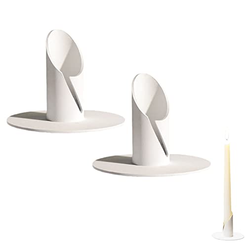 Portavelas, 2,2 CM Candelabro de Cena a la luz de Las Velas, Utilizado para la Decoración de la Sala de Estar y el Dormitorio, 2 Piezas, Blanco