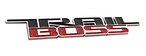 Image of SSDD CH-Trail 2pcs 2019-2021 Trail Boss Emblems 3D Badge Side Nameplate Decal Replacement for Chevy Silverado 1500 HD 2500 HD (Black /Red)