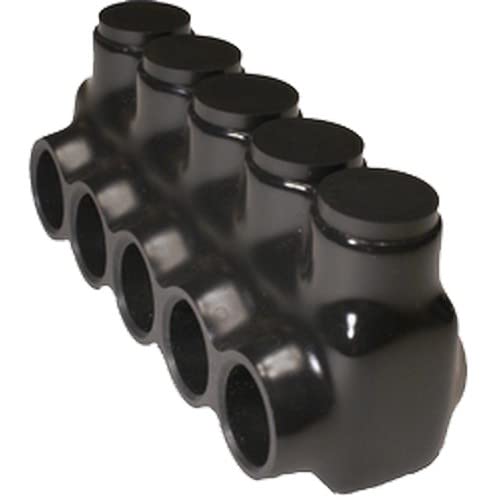 Morris Products 97587 Black Insulated Multi-Cable Connector - Single Entry 5 Ports 500-4 Wire Range, 2-Pack