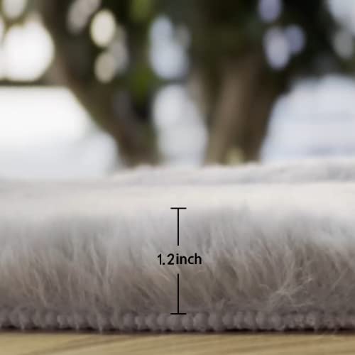 Orinova Washable Area Rugs 5X8 Rugs For Living Room Silver Grey Faux Rabbit Fur Rug For Bedroom Faux Sheepskin Rug Teen Room Home Décor #TOP5