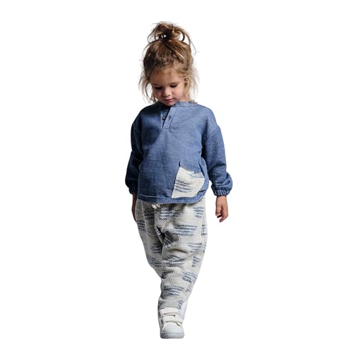 Miababy Unisex Baby 2 Piece Outfit Set – Ethnic Pattern Button-Up Top & Matching Bottoms | Soft, Breathable & Durable Infant Clothing Set | Comfortable for Boys & Girls (Indigo Blue, 18-24 Months)