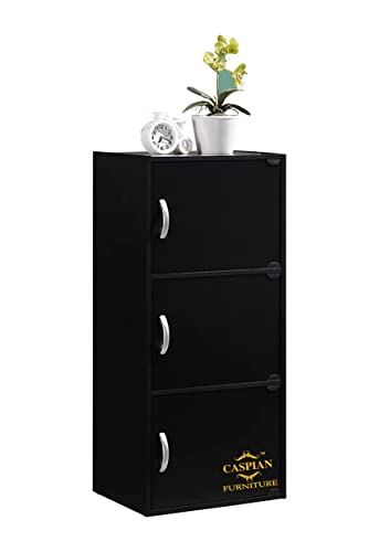 Image of CASPIAN Wooden Shoe Rack Cum Cabinet (Coffee Black) | Multipurpose Engineered Wood Storage Organizer | Furniture for Home, Living Room, Kitchen, Indoor & Outdoor Use | Book Shelf with 3 Shelves
