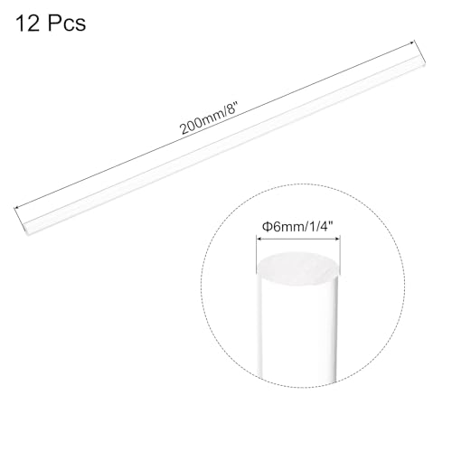 Image of MECCANIXITY 12pcs Acrylic Round Rods 1 /4 inch x 8 inch Clear Acrylic Dowel Rods Sticks Plastic Sticks Strip for DIY Crafts Lighting Gardening Decoration - 6mm x 200mm