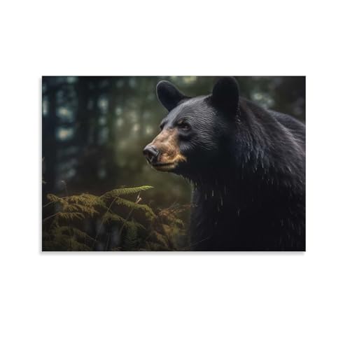 Ours noir wildlife photo pour escalier et salon, une peinture moderne 50x75cm sur toile fine