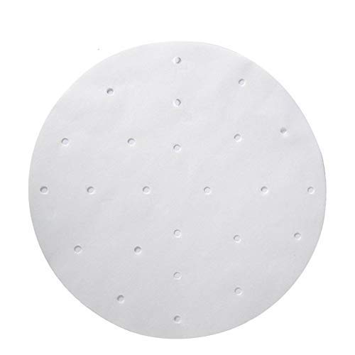 200pcs Air Fryer Liners 7.5 inches Bamboo Steam Paper Perforated Parchment Paper Liner, Non-stick, Eco-friendly Round Steaming Mat for Steaming Basket, Cooking, Baking, Dumpling