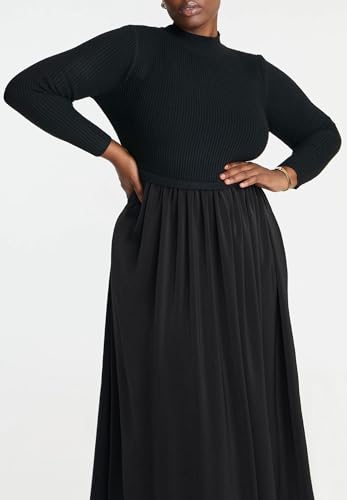 ELOQUII Elements Women's Plus Size Mockneck Twofer Midi Dress3
