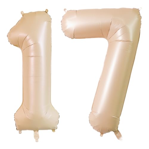 Globos de aluminio números 1 y 7 color caramelo 40 pulgadas ZORVYN, inflables con helio o aire, gigantes para decoración de fiesta de 17 años