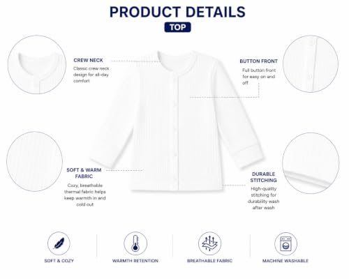 Image of TIXY Baby Thermal Wear Set Pack of 3 for Boys & Girls | Full Sleeve Cotton Rich Winter Innerwear Top & Bottom Set | Soft Warm Ribbed Thermals for Infants & Toddlers