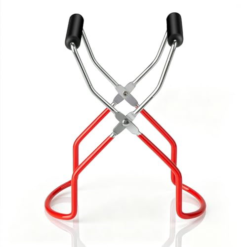 Canning Jar Lifter Tongs for Pressure Canner and Water Bath Canning Canning Tools Stainless Steel Jar Lifter with Rubber Grip Handle for Home Kitchen Fits all Canning Jar Sizes(Red)