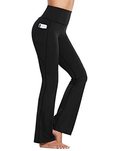 BALEAF 29 Bootcut Yoga Pants for Women High Waisted Stretch Bootleg Casual Lounge Pants with Pockets Black XX-Large
