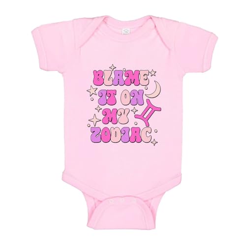 Gemini Blame it on My Zodiac Baby Infant One Piece Bodysuit Newborn Light Pink