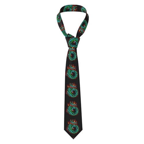 Hceaatb Corbata unisex con lazo de dragón verde para hombre, corbatas finas estampadas de satén para negocios, bodas, bailes, fiestas, graduaciones, Negro, Taille unique