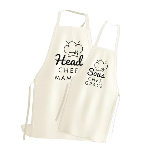 Pink Positive Personalised Family Apron | Head Chef, Sous Chef Apron for Men, Apron for Kids, Apron for Woman | Family Baking | Fathers Day Gift