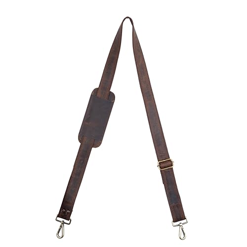 Correa de repuesto de piel auténtica de 57 pulgadas, correa de hombro ajustable, Marrón rústico canela, 57 inches, Universal