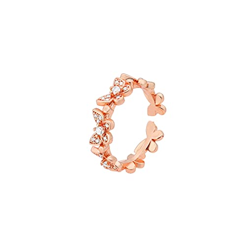 FUTIMELY Butterfly Rings for Women Dainty Crystal Butterfly Finger Ring Silver Rose Gold Adjustable Charm Knuckle Ring