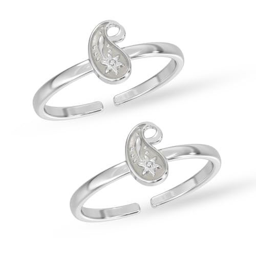 Image of Clara 925 Sterling Silver Size Adjustable Toe Rings Pair Gift for Women
