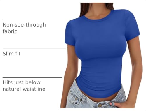 Image of Trendy Queen Womens Fitted Short Sleeve Shirt Buttery Soft Top Stretchy Tee