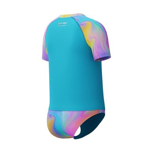 Speedo Girls' Printed Short Sleeve Rash Guard t-Shirt Two Piece Swim Set3