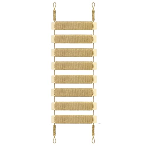 Adjustable Cat Ladder & Bridge - Multi-Functional Wall Furniture Climbing Frame | Sisal-Rope Wrapped Rungs for Secure Climbing | Indoor Cats Small Pets | Cage Accessories (Wood)