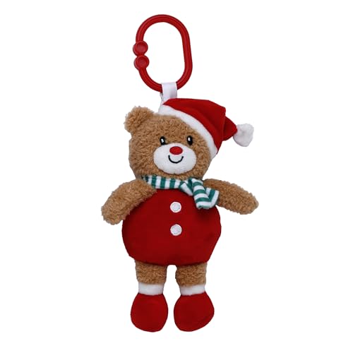 Image of Baby Starters Magic Years Bear Chime Toy with Pull and Jiggle Vibration Feature and Travel Hook, Christmas Red, 9 inch
