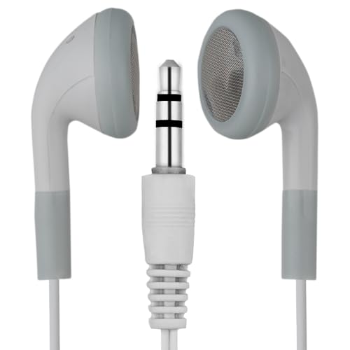 Bulk Wholesale Lot of 100 White/Gray 3.5mm in Ear Earbuds/Headphones/Earphones Great for Schools, Libraries, Hospitals, Kids etc.