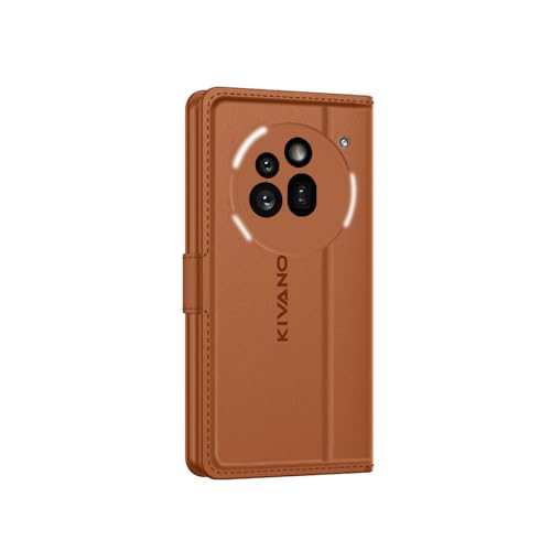 Image of KIVANO LUXE Compatible for Nothing Phone (3a) Pro Luxury Handmade Leather Magnetic Flip Folio Case | Card Holder & Kickstand | Slim Protective Cover | Unisex - Brown