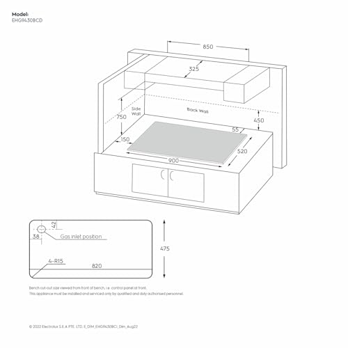 Electrolux 4 Burner Auto Ignition Glass Top 90cm Built-in Gas Hob, UltimateTaste 300, Black, EHG9430BCI - Image 2