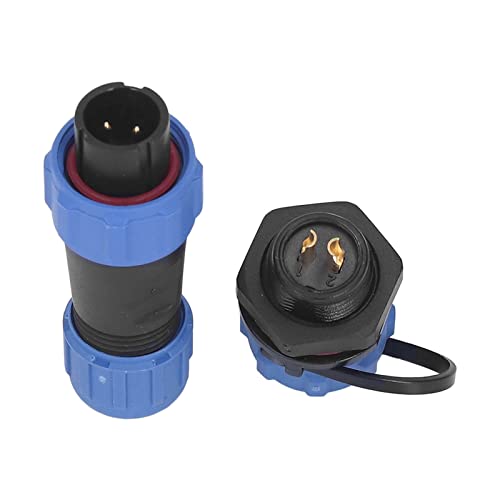 Akozon Enchufe Masculino, 2 Pines Aviación Junta Conectador de Enchufe Electrical Cable Conector Conector Impermeable SP13 2 IP68 Butt