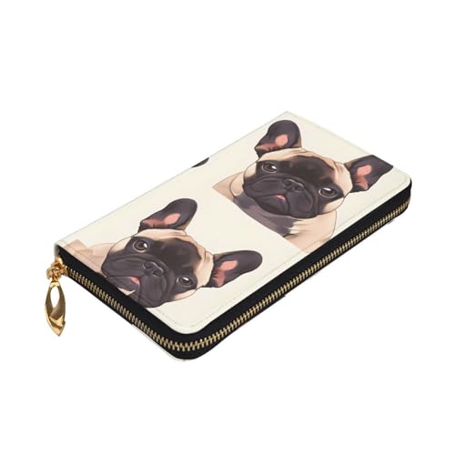 French Bulldog Dog Prints Leather Long Clutch Wallet for Fashionable Girls and Women - Durable, Stylish, and Functional, Black, One Size3