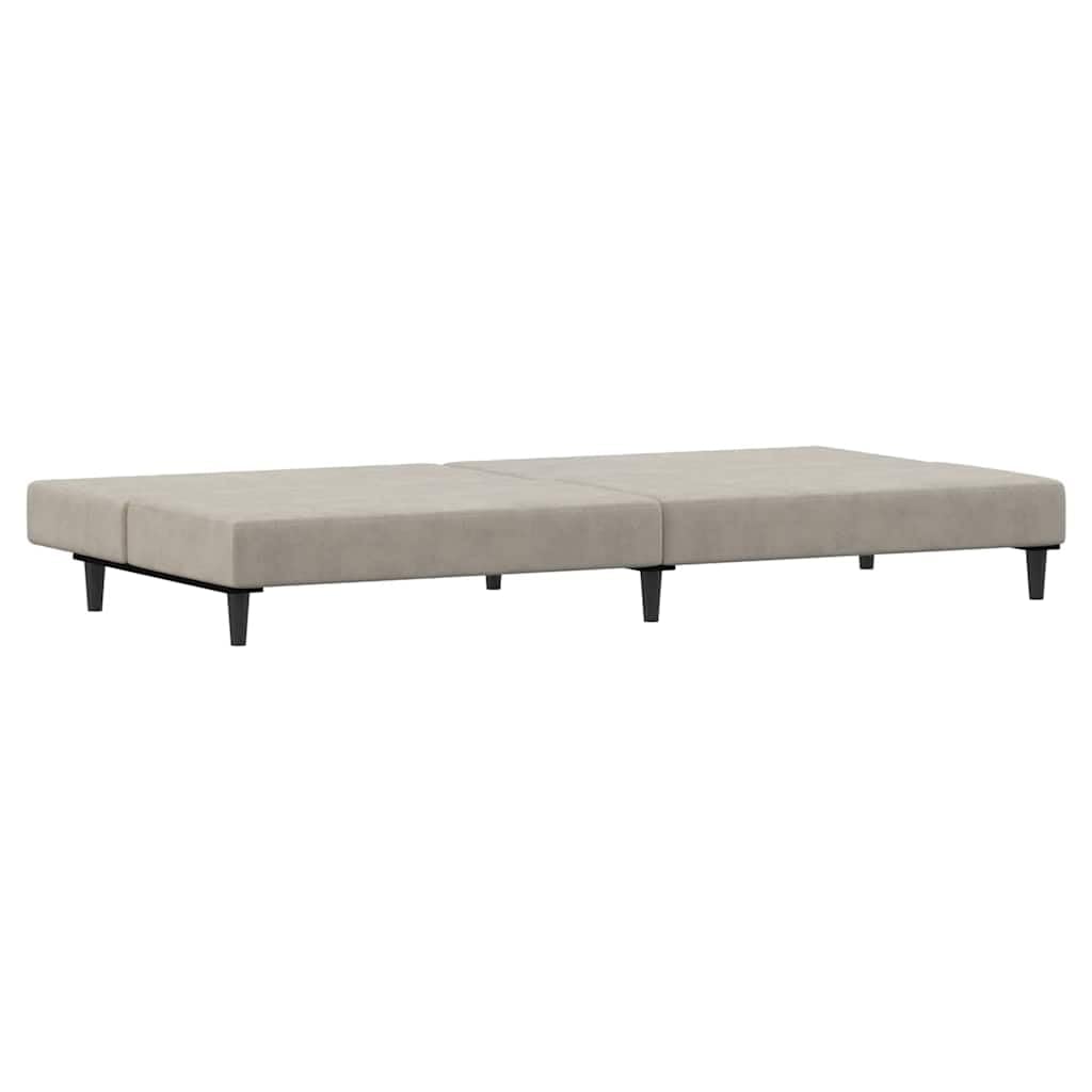 Sofá cama de 2 plazas de terciopelo gris claro con espacio de almacenamiento y respaldo, 200 x 84,5 x 69 cm, sofá esquinero versátil, cómodo sofá con reposabrazos, ideal para salón, habitación