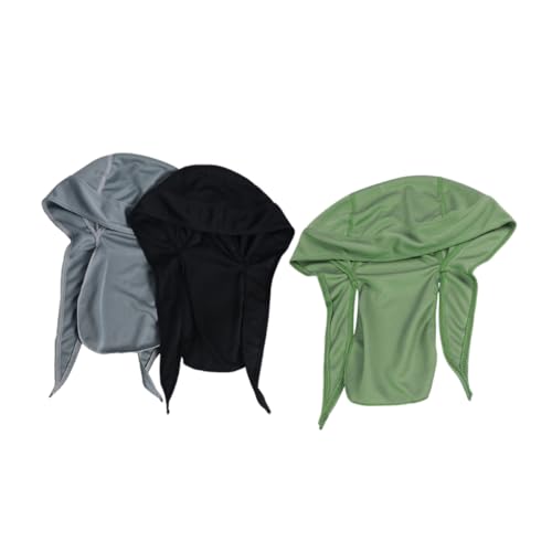 Abaodam 3 Pcs Head Wraps Cycling Caps Dew Rag Skull Caps Beanie Cap Do Rags, Pirate Hats Durag Bandana for Men and Women Bicycle Cycling Running Multi
