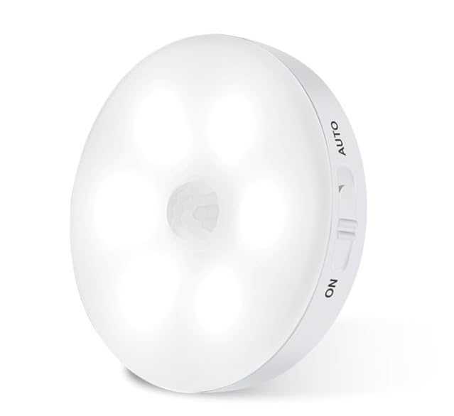 KALAHOL Motion Sensor Night Lights Indoor, USB Rechargeable Stair Lights, 3 Modes Magnetic Wall Lights, Stick-On Closet Lights for Kitchen Cabinet Hallway Wardrobe (Cool White, 1 Pack)