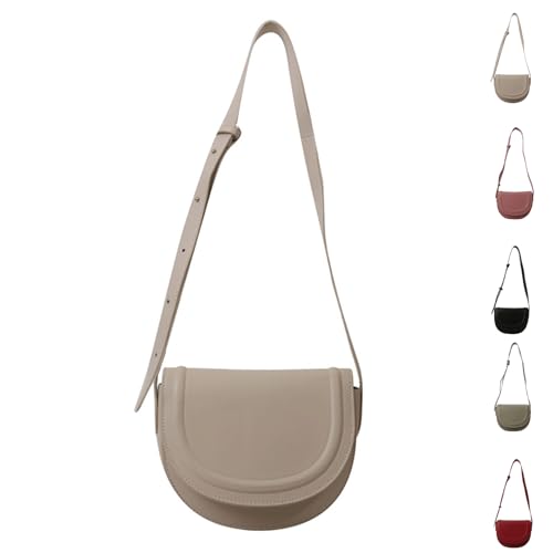 Saddle Crossbody Bags for Women Trendy Crescent Bag with Studs Detail Retro Mini Travel Shoulder Handbag