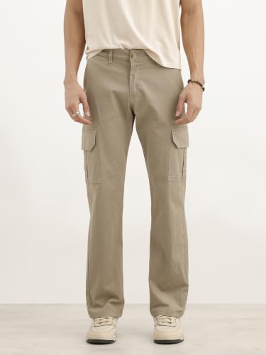 Image of WROGN Men's 100% Cotton Trousers | Solid | Straight Fit