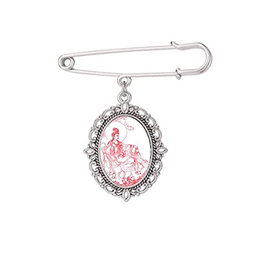 Broche Guanyin rouge M pour réveiller une robe unie et structurer un châle glissant