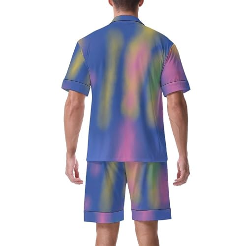 Men's Short Sleeve Pajama Set Sleepwear Button-Down Pjs Sets Two-Pieces Loungewear with Pockets2