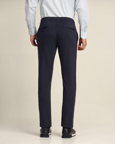 Image of Blackberrys Men's Blue Slim Fit Solid Regular Trousers